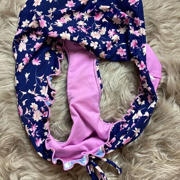 SO Floral Ruffle Trim Longline Bikini Top and Bottom- swimsuit - Picture 5 of 14